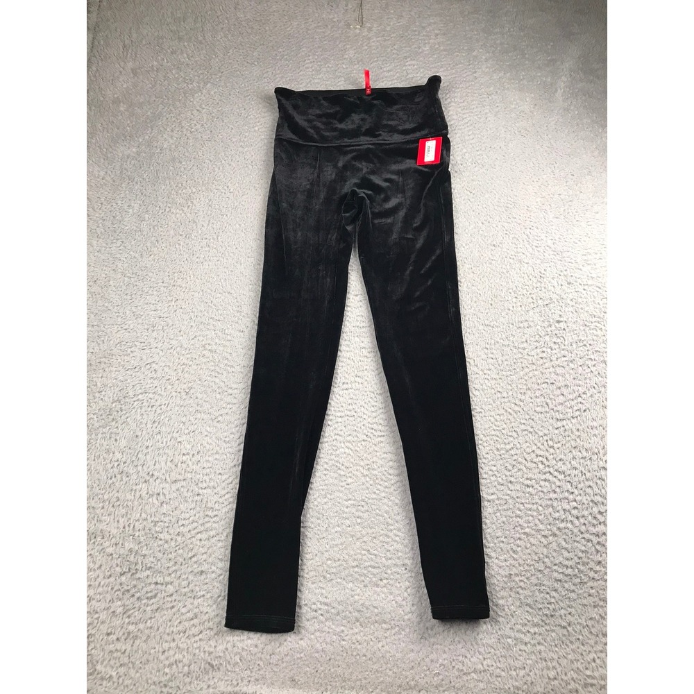 Spanx Velvet Leggings Women L Black High Waisted Shaping Pull On Pants NEW
